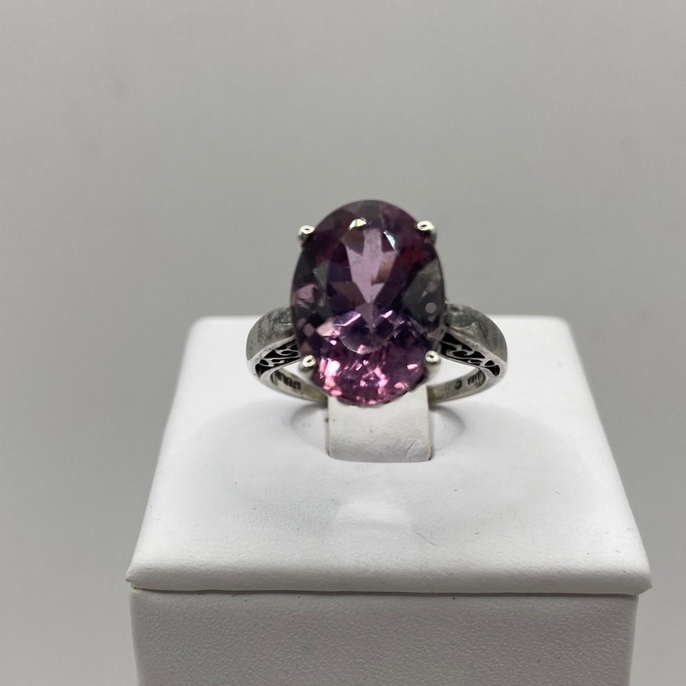 Vintage Kabana Sterling Silver Oval Cut Purple Amethyst Ring 7